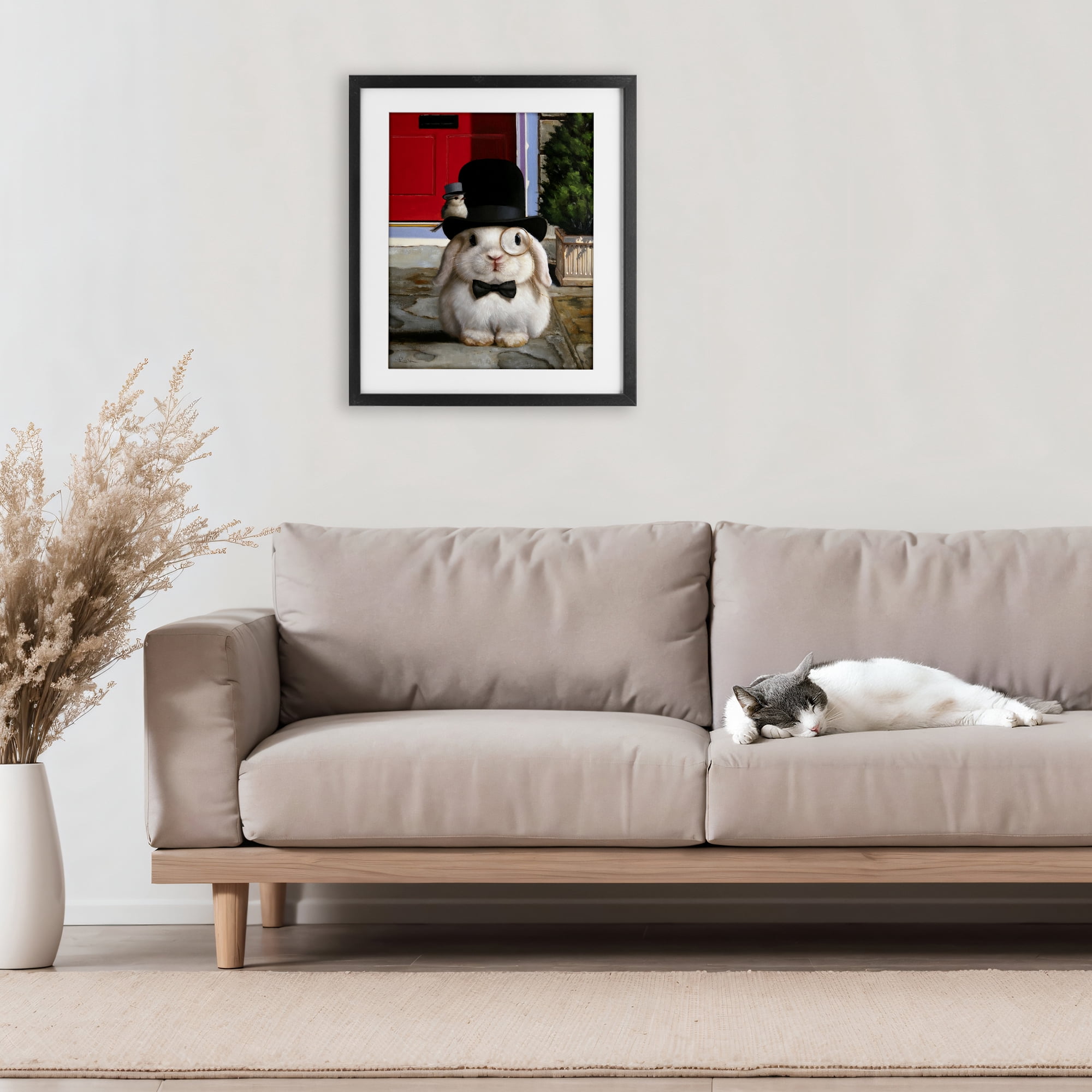 Stupell Industries Lord Bunbury Rabbit Black Framed Print Under Glass, design by Lucia Heffernan