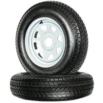 eCustomrim 2-Pk Trailer Tire On Rim ST205/75D15 F78 205/75 Load C 5 Lug White Spoke Wheel