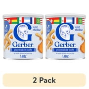 (2 pack) Gerber Playmaker Puffs, Mild Cheddar Game Day Baby Snacks, Lil' Crunchies, Stage 3 1.48 oz