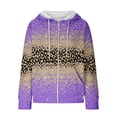 thumbnail image 5 of POTETI Women's Casual Hoodies Long Sleeve Zipper Pullover Tops Waffle Knit Leopard Sweatshirts, 5 of 7