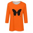 thumbnail image 4 of Dadaria Chemise Orange pour Femmes Hauts Manches 3/4 T-Shirt Col Rond Grande Taille Tee Été Chandail Blouses S, 4 of 5