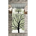 thumbnail image 3 of Ambesonne Tree of Life Quilted Bedspread Set 2 Pcs, Nature Living Leaves, Twin Size, Black White Green, 3 of 3
