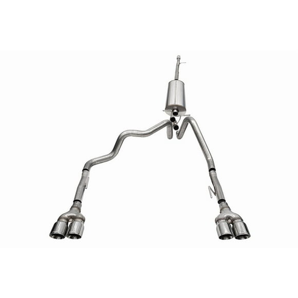 Corsa Performance Exhaust System Kit 21201 Sport Cat Back System; Stainless Steel; With Muffler; 3 Inch To 2-1/2 Inch Pipe Diameter; Single Exhaust With Quad Exit; Dual Rear Exit