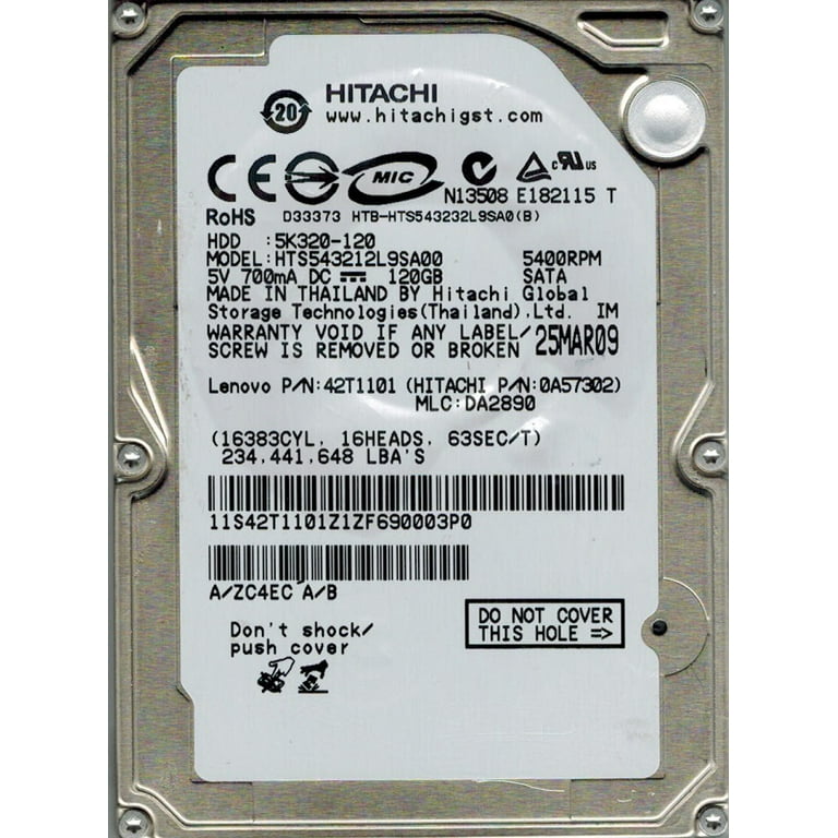 Hitachi HTS543212L9SA00 P/N: 0A57302 MLC: DA2890 120GB - Walmart.com