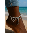 thumbnail image 5 of RubyLee Elegance Layered Silver, Rhinestone Anklets, Stainless Steel, Jewelry Pouch, 10 Inch, 2 Pack, 5 of 7