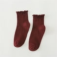thumbnail image 2 of XIAQUJ Womens Socks with Ruffled Hem And Low Ankle Lace Sock Slippers Wine One Size, 2 of 3