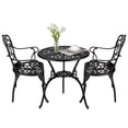 thumbnail image 1 of Ensemble Bistro d'Extérieur en Aluminium Coulé Résistant à la Rouille – Table de Patio 3 Pcs et 2 Chaises avec Trou pour Parasol – Résistant aux Intempéries, Design Classique pour Jardin, Balcon, Véranda – Fini Noir, 1 of 8
