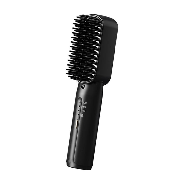 Alisador de pelo Mini plancha alisadora con 3 niveles de temperatura peine eléctrico caliente peine alisador de pelo calentado para el hogar Negro