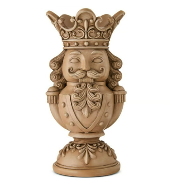 9 Inch Brown Resin Pillar Candle Holder - Festive Design Tabletop Decoration for Living Spaces