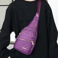thumbnail image 5 of xaoyunyn Travel Fashionable Chest Bag for Women Large Capacity Fabric Waterproofing Sling Bag Convenient Crossbody Front Pack,Purple, 5 of 6
