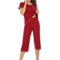 thumbnail image 2 of FAIWAD Ensembles de Pyjama pour Femmes 2 Pcs Hauts à Manches Courtes et Pantalons Courts Tenues de Détente de Printemps Amples, 2 of 6