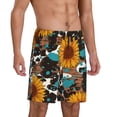 thumbnail image 2 of Xecao Vintage Sunflowes Print Men's Sleepwear Shorts Pajama Bottom Lounge Short nightwear with Convenient Pockets for Relaxed Home Wear-3X-Large, 2 of 6