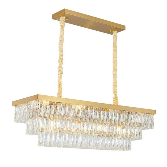 Bethel International Chandelier Gold Metal & Crystal