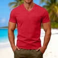 thumbnail image 3 of Mens T-Shirts Summer Solid Casual V Neck Short Sleeve Basic Tops with Pocket Office Shirts, 3 of 9