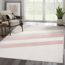Abani Deco Collection Beige Pink 5' x 8' Thick Diagonal Lines Modern Area Rug