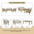 thumbnail image 2 of 4 Piece Patio Conversation Set, Sectional Sofa Set with Solid Wood Loveseat, 2 Chairs and Table, Outdoor Conversation Group with Cushions for Backyard Poolside Garden, Beige Cushion+Natural Rope, 2 of 9