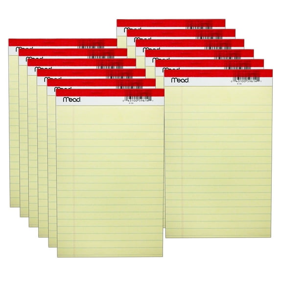 Mead® Junior Legal Pad, 5" x 8", 50 Sheets, Canary Yellow, Pack of 24