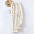 thumbnail image 4 of Thermal Flannel Lounges Pants For Women Drawstring Elastic Waist Winter Homewear Soft Sleepwear Fleece Pajama Bottoms, 4 of 8