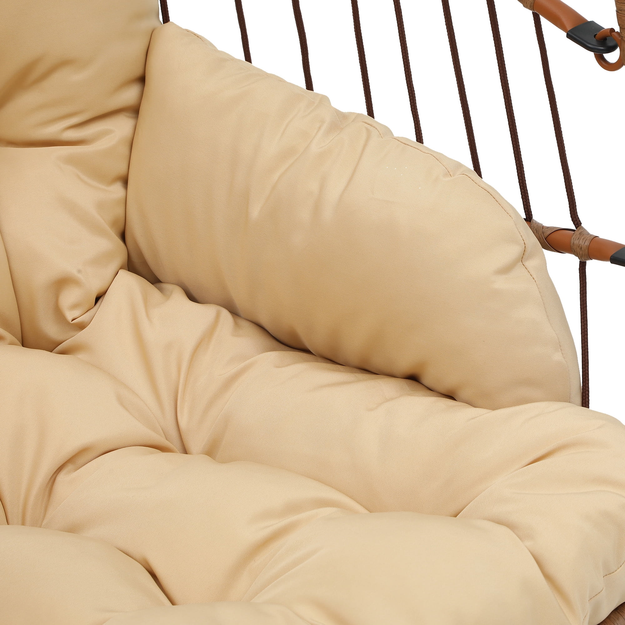 Uforic Hanging Egg Chair with Stand & Cushion, Swing Design, 330 Lbs for Indoor/Outdoor, Brown