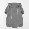 thumbnail image 6 of Short Sleeve Hoodies for Women Casual Solid Color V-Neck Pullover Loose Fit Comfy Sweatshirt Fashion Trendy Daily Wear Gray XXL, 6 of 8