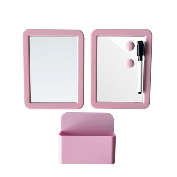 Outoloxit Pinks+ Magnetic Whiteboard Set with Magnetic Pen Holders and Mirror for Student Locker Organization, No Drill Mount, Easy Install