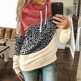 thumbnail image 2 of Women's Hoodies Sweatshirts Sleek Contrast Sleeve Hoodie for Casual Leopard Print Top with Long Splice and Strap Detail Orange 4XL, 2 of 2