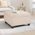 thumbnail image 2 of GDF Studio Lastoro Contemporary Tufted Storage Ottoman, Wheat Fabric and Dark Brown, 2 of 11