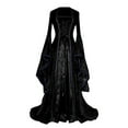thumbnail image 1 of MSJUHEG Robes d'Automne Robes pour Femmes Col Rond Manches Courtes Robe Rétro Style Couleur Unie Manches Trompette Longue Robe Princesse Grande Taille Robe Noire Xxxxxl, 1 of 5