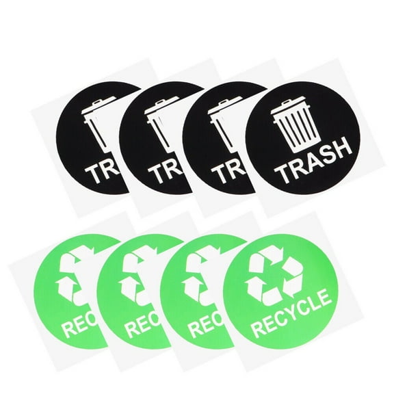 8 Pcs Trash And Recycle Stickers Garbage Can Emblems Outdoor
