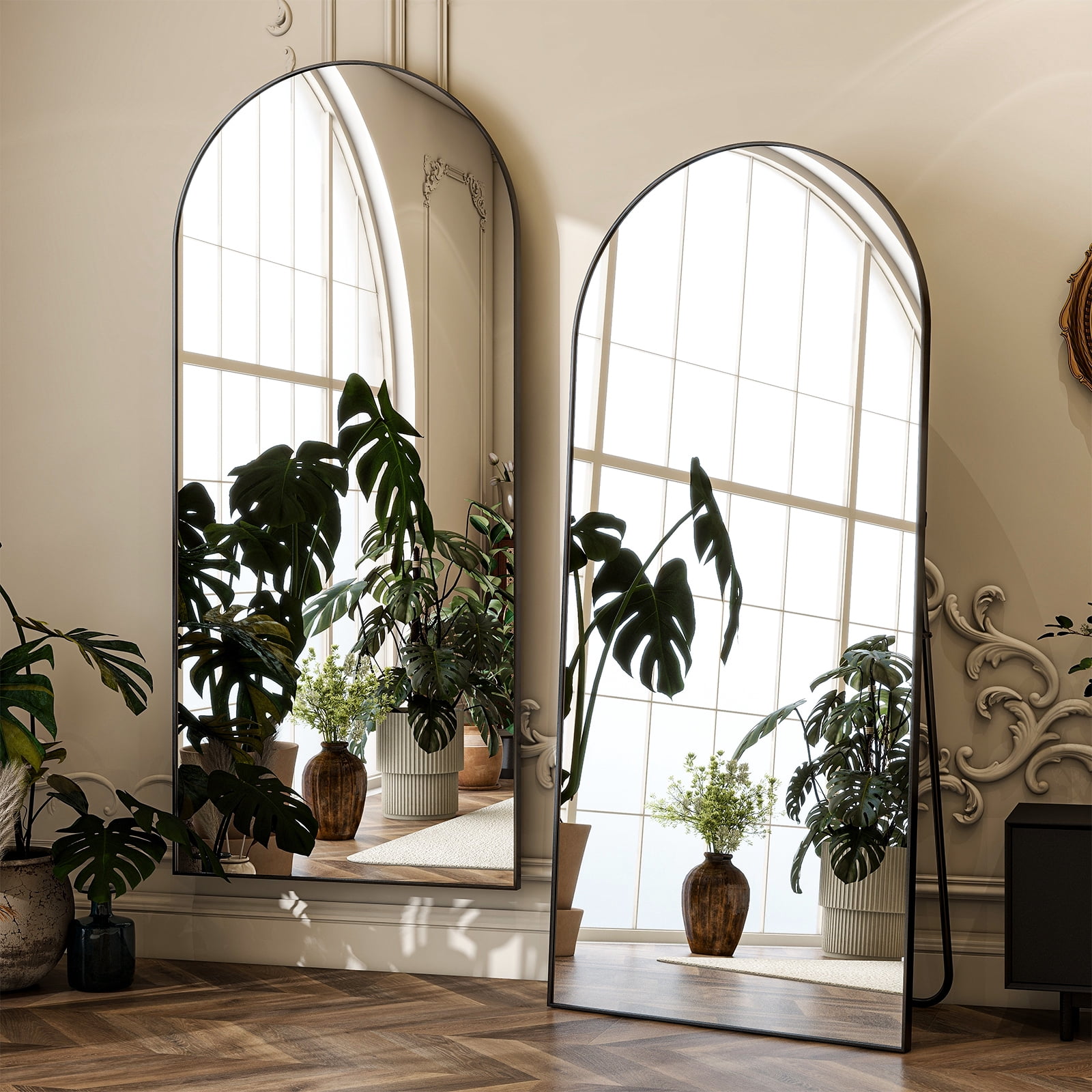 Anyrose 71" x 30" Arched Full Length Mirror Dressing Mirror Wall Mounted,Black