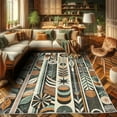 thumbnail image 2 of Ambesonne Boho Decorative Rug Carpet, Bohemian Geometric Leafy Art, 2' 5" x 5', Pale Teal Dark Orange, 2 of 5