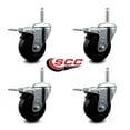 thumbnail image 2 of 4 Inch Phenolic Swivel 3/4 Inch Threaded Stem Caster Set with Total Lock Brake, 2 of 2