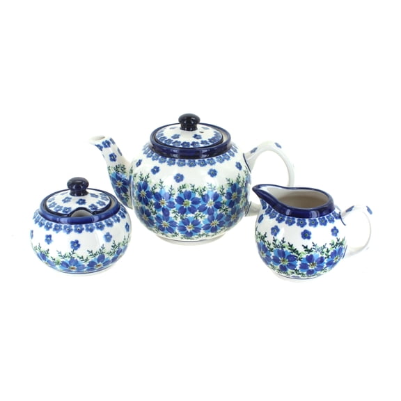 Blue Rose Polish Pottery Kalina Three Piece Tea Set
