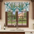 thumbnail image 6 of Coastal Teal Starfish Curtain Valances for Windows, Kitchen Valance Window Treatments Panel 2 Pack, Summer Ocean Beach Shell Pine Leaf Rod Pocket Short Curtains for Bathroom Bedroom 54 x 18 Inch, 6 of 8