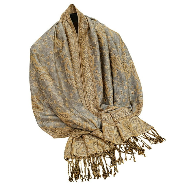 Bufandas de lana para mujer, suaves, alargadas, estilo étnico, chal cálido, bufanda con borlas de cachemira, bufanda acrílica para mujer