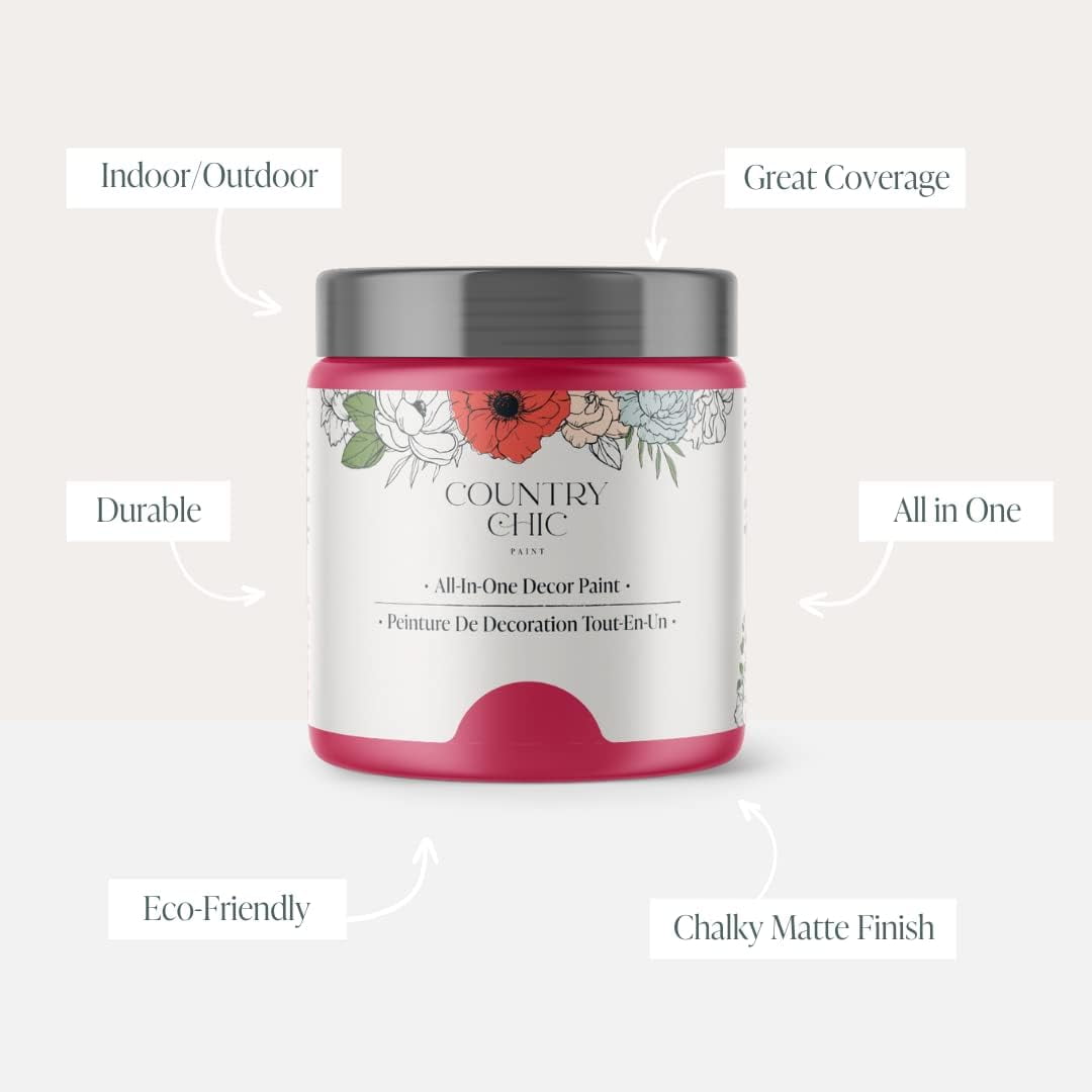 JJEAN-Country Chic All-in-One Chalk Paint for Furniture, Cabinets, Home Decor, Eco-Friendly, Matte Finish, Built-In Primer & Top Coat for Wood, Metal - Raspberry Sorbet (Pink) - 4 oz (118 ml)