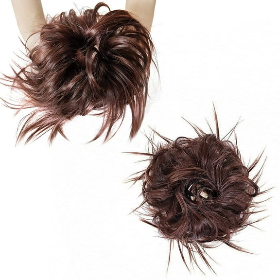 Ealicere Messy Bun - Synthetic Extension Piece Scrunchies with Elastic Rubber Band Scrunchies Extensions Hair Pieces for Women（Maroon）