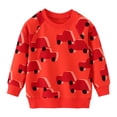 thumbnail image 2 of Boys Sweatshirts Childrens Cartoon Graphic Crew Neck Long Sleeve Pullover Hoodless Top Watermelon Red 2-3 Years, 2 of 7