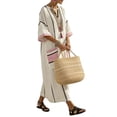 thumbnail image 3 of Bwndum Womens Plus Size Pink Kaftan Maxi Dress Bohemian V-Neck Flowy Beach Cover Up with Pockets S-5X,Size 4XL, 3 of 5