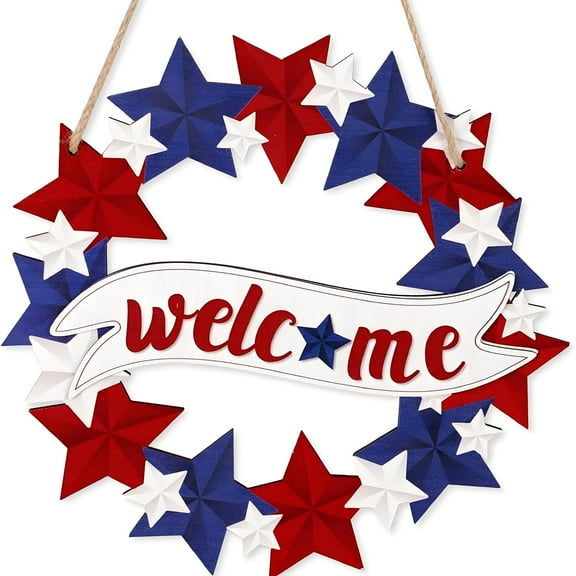 NIETEIN 4th of July Decor American Patriotic Rustic Wooden Plaque with Rope