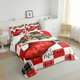 thumbnail image 3 of jejeloiu Happy New Year Queen Comforter Set,Red Christmas Gifts Bedding Sets,Geometric Plaid Bedding Comforter Set For Boys Girls,Lightweight Bedroom Decoration Reversible,3pcs, 3 of 8