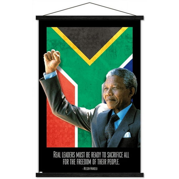 Nelson Mandela - Real Leader Wall Poster with Magnetic Frame, 22.375" x 34"