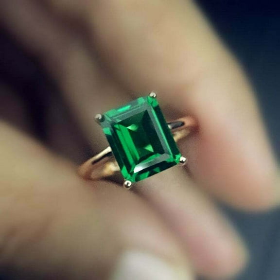 HeartsAndYou 3ct Green Natural Engagement Ring Solitaire Women 100% 14k SOLID Yellow Gold