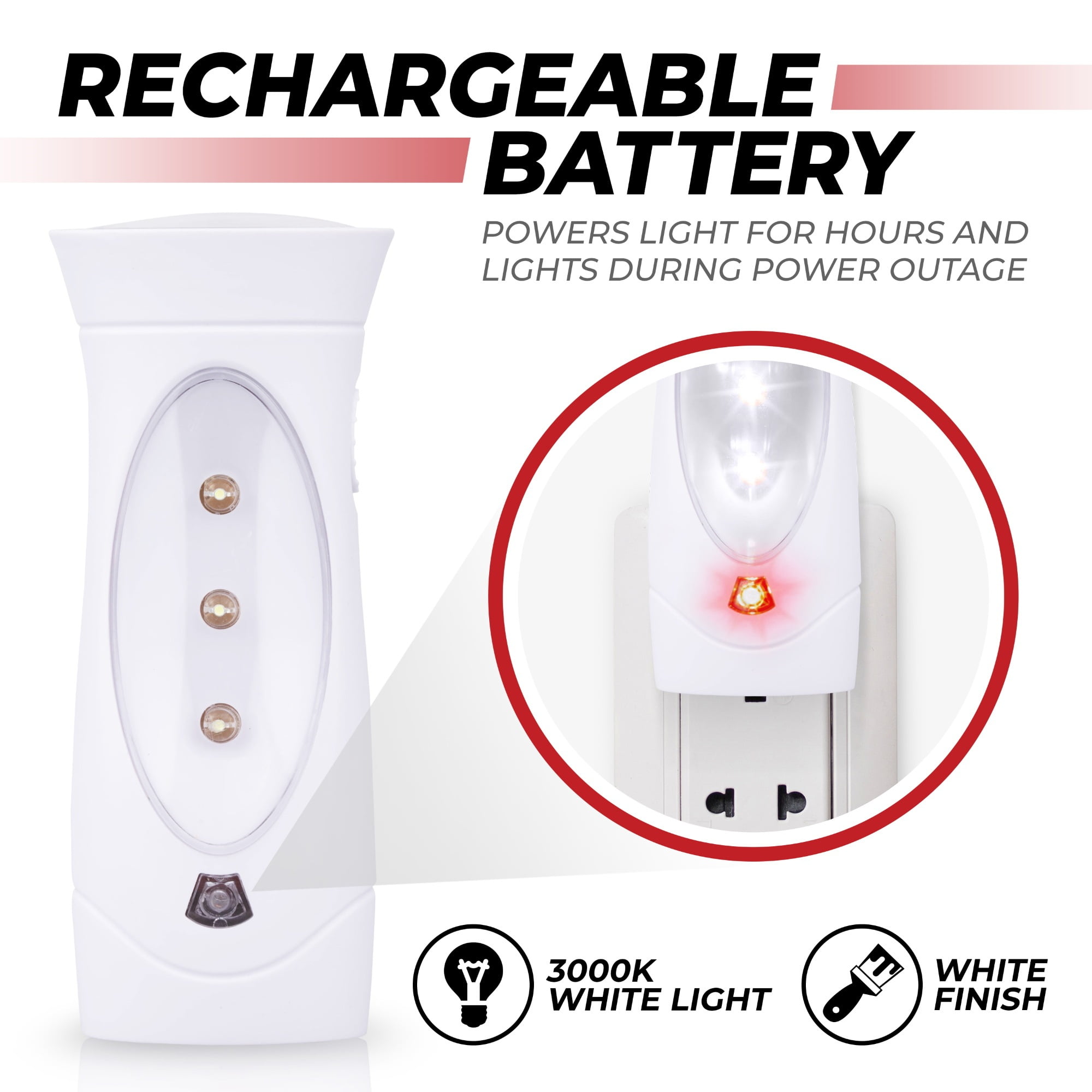 6 Pack Amertac Power Failure Light Use At Home for Night Power Failures 71134CC AMERELLE LYSB00GRSQC1A-SPRTSEQIP Plug-In LED Emergency Light /& Battery Backup Rechargeable Flashlight Lights Up Automatically When The Power Fails