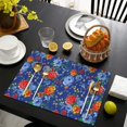 thumbnail image 3 of Pioneer Flower Floral Print Pattern Summer Placemats Table Placemats Set Of 6-Linen Kitchen Washable Placemats Table Mats 12x18 Inch Non-Slip Heat Resistant, 3 of 5