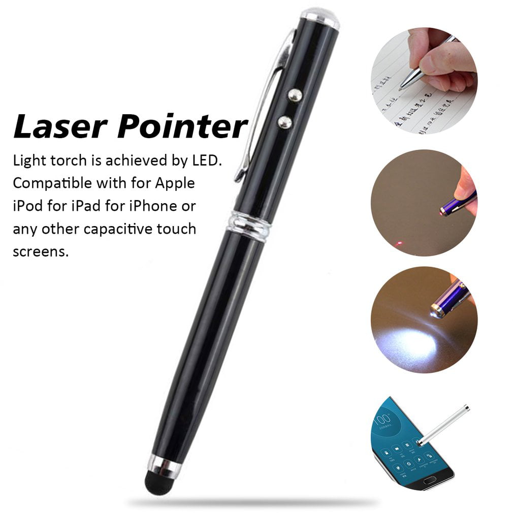 4 in 1 Laser Point LED Touch Screen Stylus Ballpoint Pen for iPhone iPad Samsung 