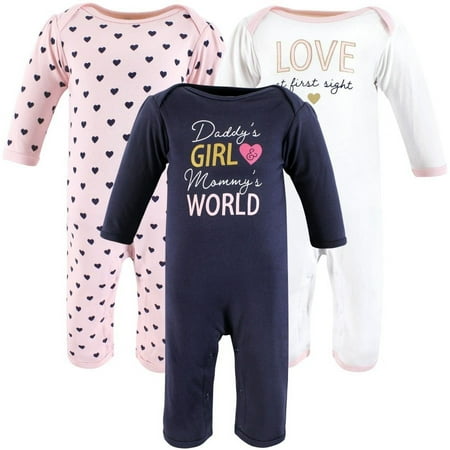 Hudson Baby Infant Girl Cotton Coveralls, Love At First Sight, 3-6 Months