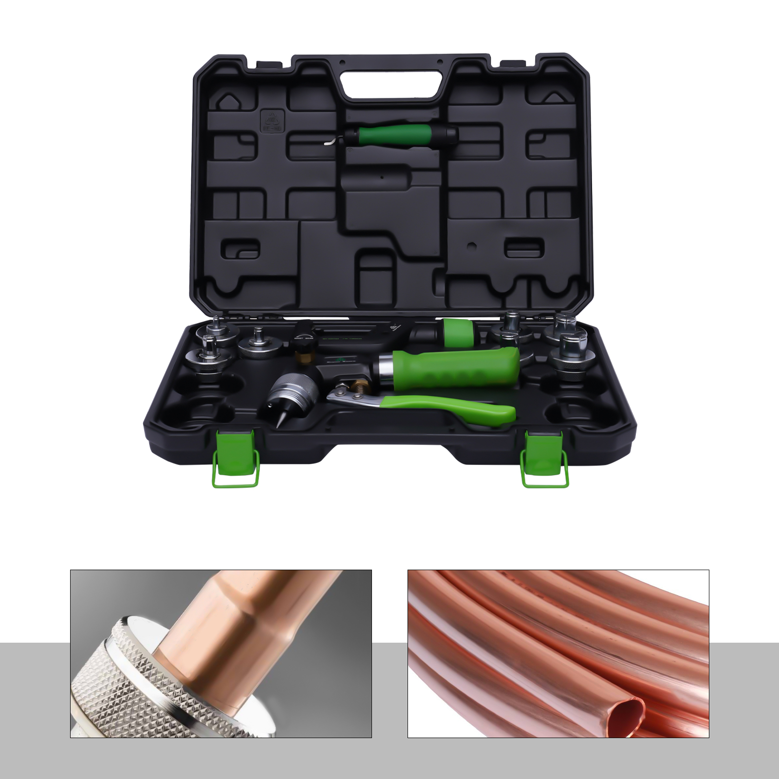 Green Hydraulic Expander HVAC Hydraulic Swaging Tool Kit Tubing Expanding Refrigerant Aluminum Tubes