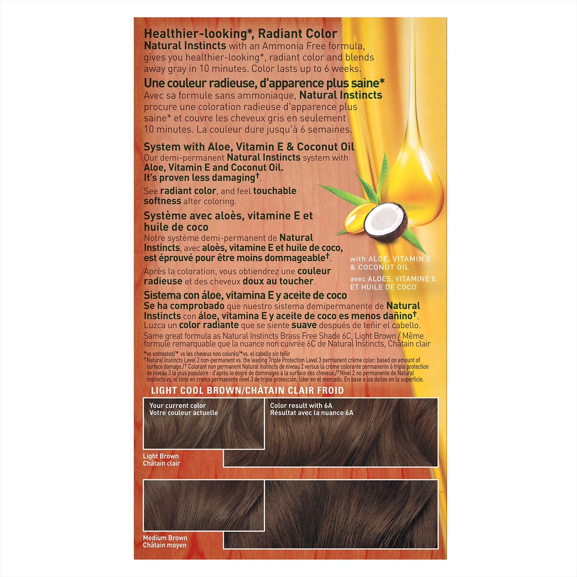 Clairol Natural Instincts Semi-Permanent Hair Color, Light Cool Brown Tweed, 6A/14