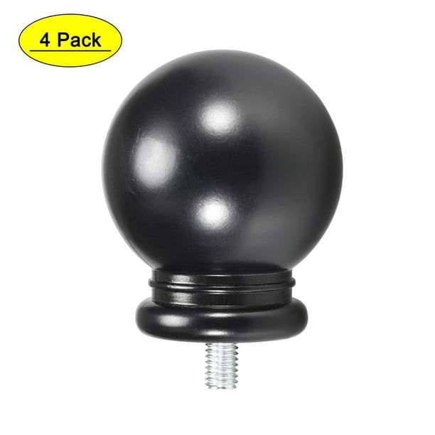 Uxcell 49x34mm Curtain Rod Finials Plastic Black 4Pack